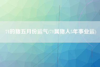 71的猪五月份运气(71属猪人5年事业运)