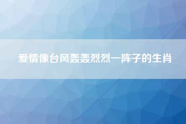 爱情像台风轰轰烈烈一阵子的生肖