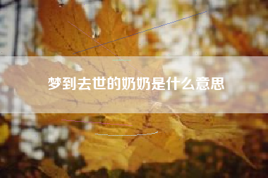 梦到去世的奶奶是什么意思