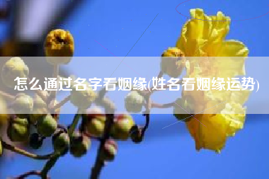 怎么通过名字看姻缘(姓名看姻缘运势)