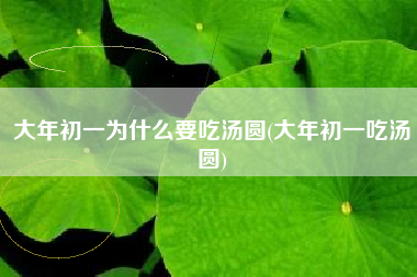 大年初一为什么要吃汤圆(大年初一吃汤圆)