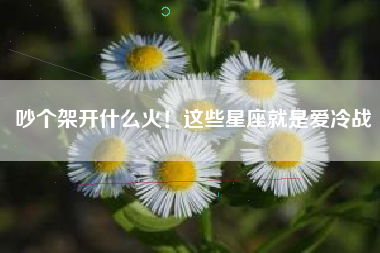 吵个架开什么火！这些星座就是爱冷战