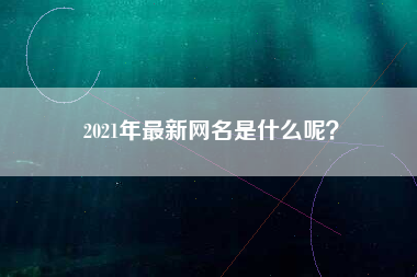 2021年最新网名是什么呢？